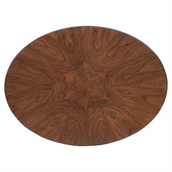 Wellington French Country Dark Brown Wood Oval Side Table|