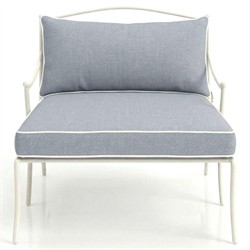 Clemence Blue Haze Sunbrella White Iron Outdoor Chaise|