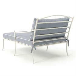 Clemence Blue Haze Sunbrella White Iron Outdoor Chaise|