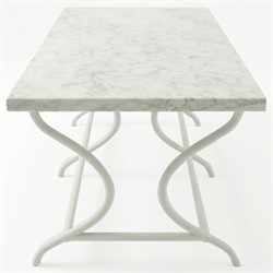 Clemence Carrara Marble White Iron Rectangular Outdoor Coffee Table|