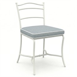 Clemence Blue Haze Sunbrella White Iron Outdoor Dining Chair - Set of 2|