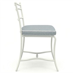 Clemence Blue Haze Sunbrella White Iron Outdoor Dining Chair - Set of 2|