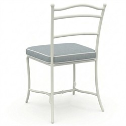 Clemence Blue Haze Sunbrella White Iron Outdoor Dining Chair - Set of 2|