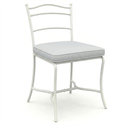 Clemence Sea Breeze Striped Sunbrella White Iron Outdoor Dining Chair - Set of 2|