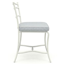 Clemence Sea Breeze Striped Sunbrella White Iron Outdoor Dining Chair - Set of 2|