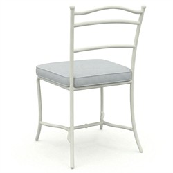 Clemence Sea Breeze Striped Sunbrella White Iron Outdoor Dining Chair - Set of 2|