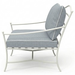 Clemence Blue Haze Sunbrella White Iron Outdoor Lounge Chair|