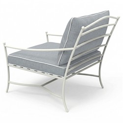 Clemence Blue Haze Sunbrella White Iron Outdoor Lounge Chair|