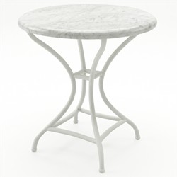 Clemence Carrara Marble White Iron Round Outdoor Side Table|