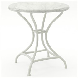 Clemence Carrara Marble White Iron Round Outdoor Side Table|