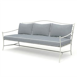 Clemence Blue Haze Sunbrella White Iron Outdoor Sofa - 83"|