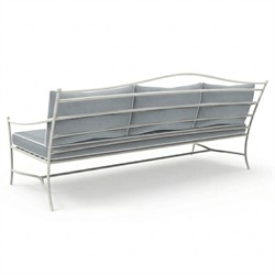 Clemence Blue Haze Sunbrella White Iron Outdoor Sofa - 83"|