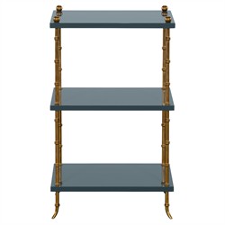 Hallings Updated Traditional Baltic Blue Wood Rectangular Side Table|