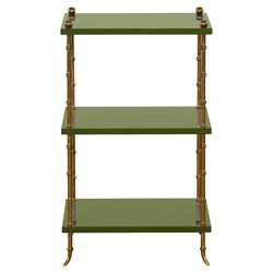 Hallings Updated Traditional Moss Green Wood Rectangular Side Table|