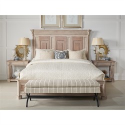Caleb Updated Traditional Beige Stripe Burnished Brass Iron Bedroom Bench|