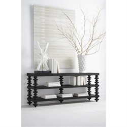 Massimo Updated Traditional Black Pine Wood Console Table|
