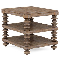 Massimo Updated Traditional Brown Pine Wood Rectangular End Table|