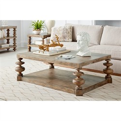 Massimo Updated Traditional Brown Pine Wood Rectangular Cocktail Table|