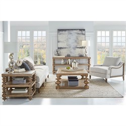 Massimo Updated Traditional Brown Pine Wood Rectangular Cocktail Table|