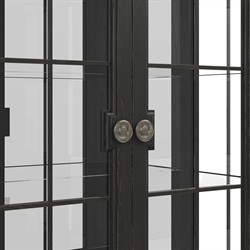 John Updated Traditional Black Pine Wood Glass Cabinet|
