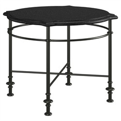 John Updated Traditional Black Granite Bronze Metal Round Side Table|