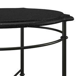 John Updated Traditional Black Granite Bronze Metal Round Side Table|