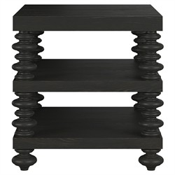 John Updated Traditional Black Pine Wood Rectangular End Table|