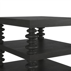 John Updated Traditional Black Pine Wood Rectangular End Table|