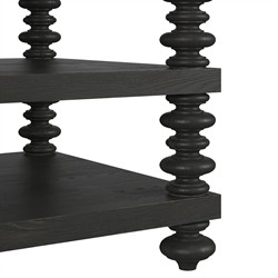 John Updated Traditional Black Pine Wood Rectangular End Table|