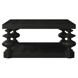 John Updated Traditional Black Pine Wood Rectangular Coffee Table|