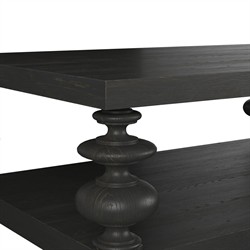 John Updated Traditional Black Pine Wood Rectangular Coffee Table|