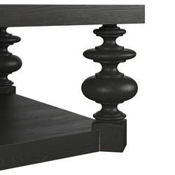 John Updated Traditional Black Pine Wood Rectangular Coffee Table|