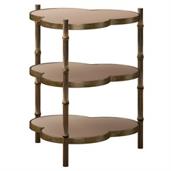 Gatlin Updated Traditional Burnished Gold Metal Trefoil Side Table|