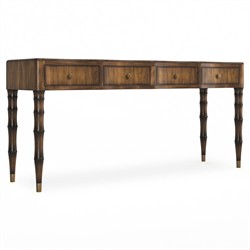 Zaylen Updated Traditional Brown Wood Bamboo Console Table|