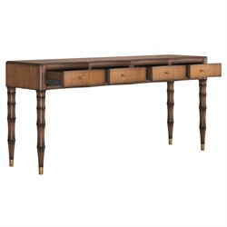 Zaylen Updated Traditional Brown Wood Bamboo Console Table|