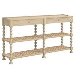 Eren Updated Traditional Light Brown Wood Spindle Console Table|