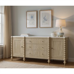 Eren Updated Traditional Light Brown Wood Spindle Sideboard|