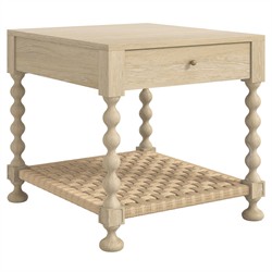 Eren Updated Traditional Light Brown Wood Rectangular Spindle End Table|