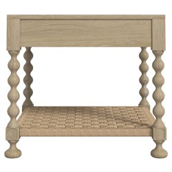 Eren Updated Traditional Light Brown Wood Rectangular Spindle End Table|
