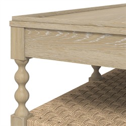 Eren Updated Traditional Light Brown Wood Rectangular Spindle Storage Coffee Table|