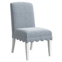 Eren Updated Traditional Blue Upholstered Scalloped Dining Chair - Set of 2|