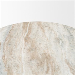 Albine Modern Classic Marble Dark Brown Wood Round Bistro Dining Table - 32"|