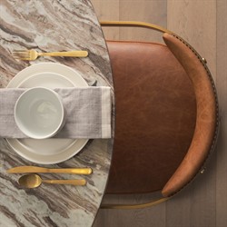 Albine Modern Classic Marble Brown Wood Round Dining Table- 54"|