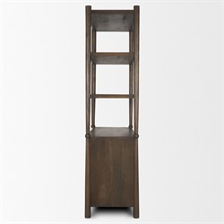 Delphia Coastal Beach Dark Brown Wood Woven Rope Bookcase|