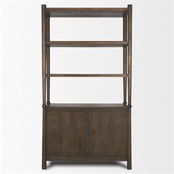 Delphia Coastal Beach Dark Brown Wood Woven Rope Bookcase|