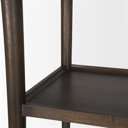 Delphia Coastal Beach Dark Brown Wood Woven Rope Bookcase|