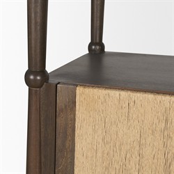 Delphia Coastal Beach Dark Brown Wood Woven Rope Bookcase|