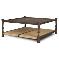 Delphia Coastal Dark Brown Wood Woven Rope Square Coffee Table|