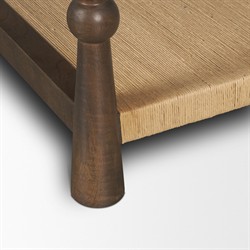 Delphia Coastal Dark Brown Wood Woven Rope Square Coffee Table|