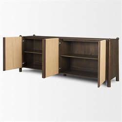 Delphia Coastal Beach Dark Brown Wood Woven Rope Sideboard|